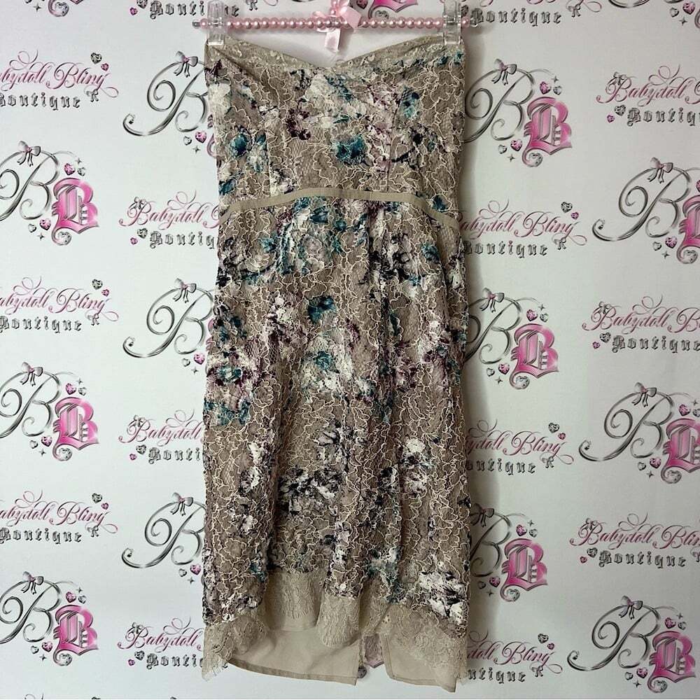 Victoria's Secret dress Lacie blue purple Floral Lace Cream Teal white mini